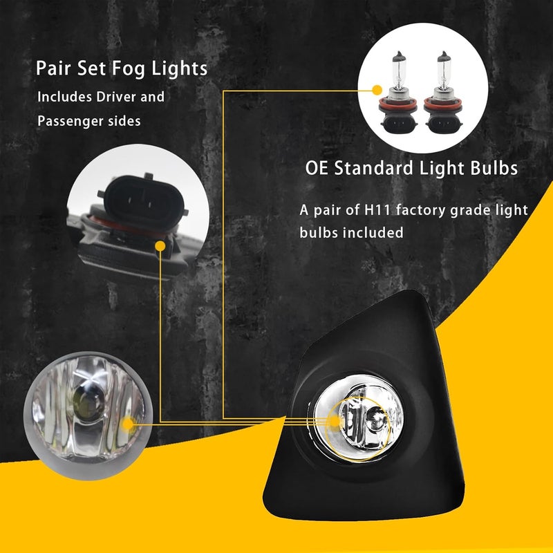 BOXLIGHT مصابيح ضباب متوافقة مع تويوتا كورولا S SE 2014 2015 2016 مع مصابيح بامبر واضحة مع مجموعة أسلاك ومفتاح بديل - Image 3